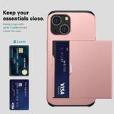 iPhone 14 Hybrid Cover med Glidende Kortslot - Rødguld