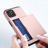iPhone 14 Hybrid Cover med Glidende Kortslot - Rødguld