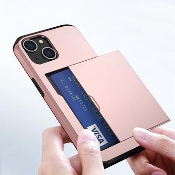 iPhone 14 Hybrid Cover med Glidende Kortslot - Rødguld