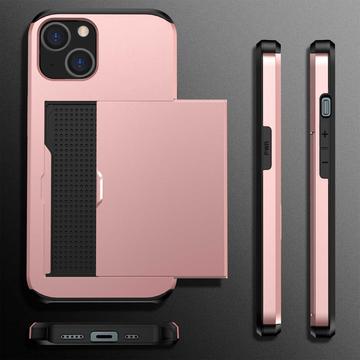 iPhone 14 Hybrid Cover med Glidende Kortslot - Rødguld