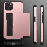 iPhone 14 Hybrid Cover med Glidende Kortslot - Rødguld