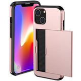 iPhone 14 Hybrid Cover med Glidende Kortslot - Rødguld