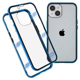 iPhone 14 Magnetisk Cover med Hærdet Glas - Blå