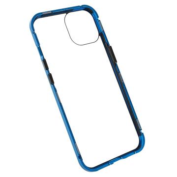 iPhone 14 Magnetisk Cover med Hærdet Glas - Blå