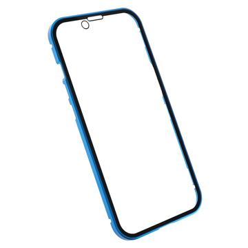 iPhone 14 Magnetisk Cover med Hærdet Glas - Blå