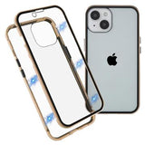 iPhone 14 Magnetisk Cover med Hærdet Glas - Guld