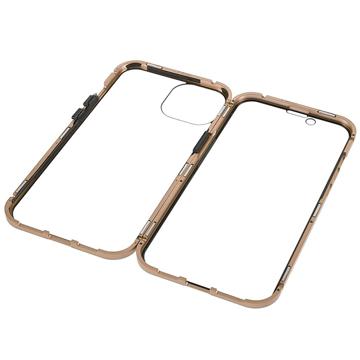 iPhone 14 Magnetisk Cover med Hærdet Glas - Guld