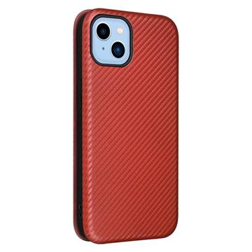 iPhone 14 Plus Flip Cover - Karbonfiber - Brun