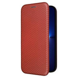 iPhone 14 Plus Flip Cover - Karbonfiber - Brun