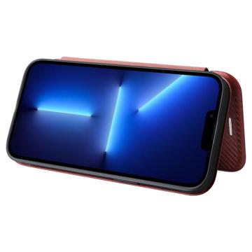 iPhone 14 Plus Flip Cover - Karbonfiber - Brun