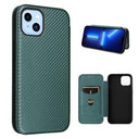iPhone 14 Plus Flip Cover - Karbonfiber - Grøn