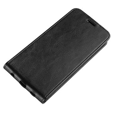 iPhone 14 Plus Vertikal Flip Taske med Kortholder - Sort