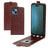 iPhone 14 Plus Vertikal Flip Taske med Kortholder - Brun