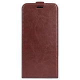 iPhone 14 Plus Vertikal Flip Taske med Kortholder - Brun