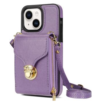 iPhone 14 Plus Alt-i-et cover med pung og rem - Lilla