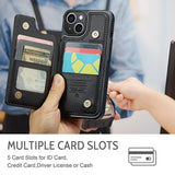 iPhone 14 Plus Caseme C22-etui RFID-kortpung - Sort