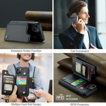 iPhone 14 Plus Caseme C22-etui RFID-kortpung - Sort