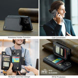 iPhone 14 Plus Caseme C22-etui RFID-kortpung - Sort
