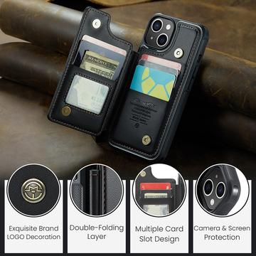 iPhone 14 Plus Caseme C22-etui RFID-kortpung - Sort