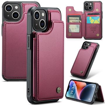 iPhone 14 Plus Caseme C22-etui RFID-kortpung - Rød