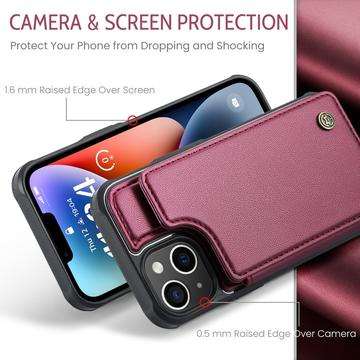iPhone 14 Plus Caseme C22-etui RFID-kortpung - Rød