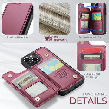 iPhone 14 Plus Caseme C22-etui RFID-kortpung - Rød