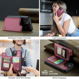 iPhone 14 Plus Caseme C22-etui RFID-kortpung - Rød