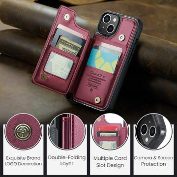 iPhone 14 Plus Caseme C22-etui RFID-kortpung - Rød