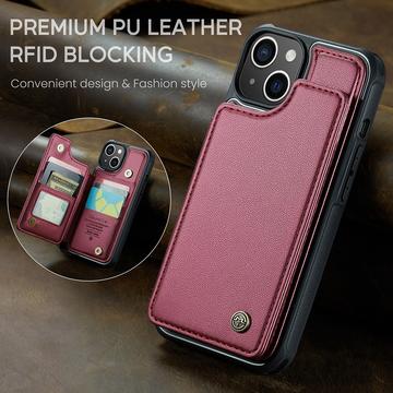 iPhone 14 Plus Caseme C22-etui RFID-kortpung - Rød