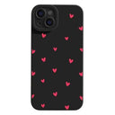 iPhone 14 Plus Slim TPU-cover med hjertemønster - sort / rød