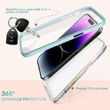 iPhone 14 Pro Ahastyle WE13 360 Beskyttelse Hybrid Cover - blå marmor