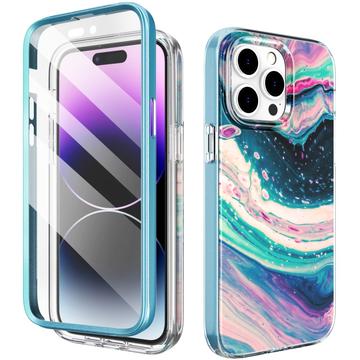 iPhone 14 Pro Ahastyle WE13 360 Beskyttelse Hybrid Cover - Farverig bølge
