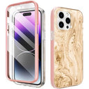 iPhone 14 Pro Ahastyle WE13 360 Beskyttelse Hybrid Cover - Guldmarmor