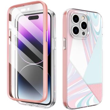 iPhone 14 Pro Ahastyle WE13 360 Beskyttelse Hybrid Cover - Pastel marmor