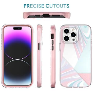 iPhone 14 Pro Ahastyle WE13 360 Beskyttelse Hybrid Cover - Pastel marmor