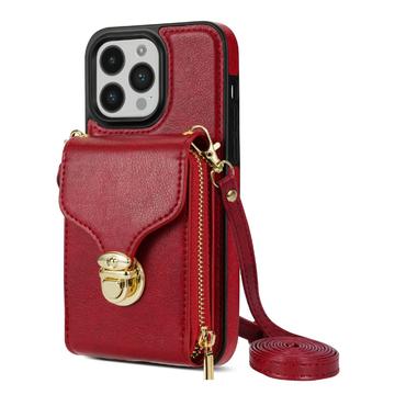 iPhone 14 Pro Alt-i-et cover med pung og rem - rød