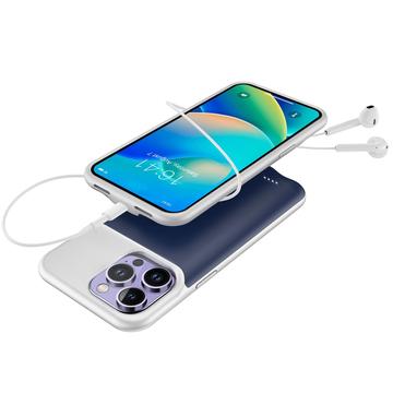 iPhone 14 Pro Backup Battericover - 7000mAh - Mörkblå / Grå