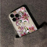 iPhone 14 Pro TPU Cover med Blomstermønster - Lyserød lilje
