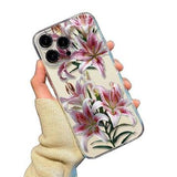 iPhone 14 Pro TPU Cover med Blomstermønster - Lyserød lilje