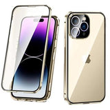 iPhone 14 Pro Magnetisk Cover med Hærdet Glas - Guld