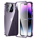 iPhone 14 Pro Magnetisk Cover med Hærdet Glas - Lilla