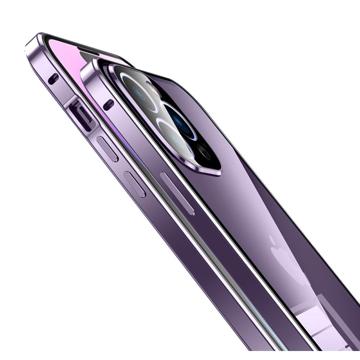 iPhone 14 Pro Magnetisk Cover med Hærdet Glas - Lilla