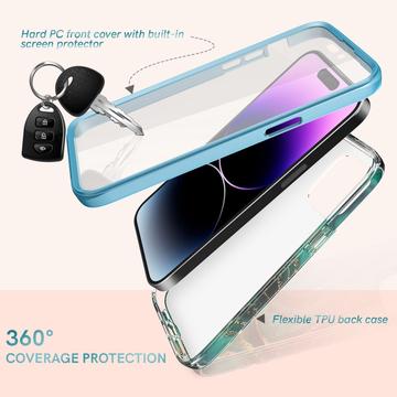 iPhone 14 Pro Max Ahastyle WE13 360 Beskyttelse Hybrid Cover - Grøn marmor
