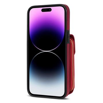iPhone 14 Pro Max Alt-i-et cover med pung og rem - rød