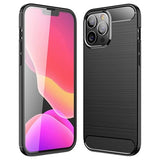 iPhone 14 Pro Max Børstet TPU Cover - Karbonfiber - Sort