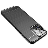 iPhone 14 Pro Max Børstet TPU Cover - Karbonfiber - Sort