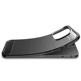iPhone 14 Pro Max Børstet TPU Cover - Karbonfiber - Sort