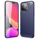 iPhone 14 Pro Max Børstet TPU Cover - Karbonfiber - Blå