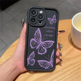 iPhone 14 Pro Max TPU-cover med Sommerfugleprint - Lilla / Sort