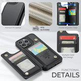 iPhone 14 Pro Max Caseme C22-etui RFID-kortpung - Sort